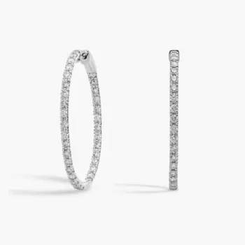 Серьги-кольца Eternity French Pav Oval из 14-каратного белого золота (2 1/2 карата) Blue Nile