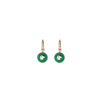 Серьги-кольца Gucci Interlocking из розового золота и зеленого агата