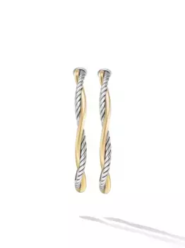 Серьги-кольца Infinity из желтого золота и серебра (42 мм) David Yurman, серебяный