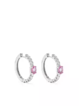 Серьги-кольца из белого золота с сапфирами и бриллиантами ROSEKEY, серебяный