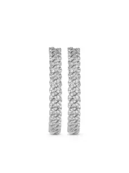 Серьги-кольца из белого золота с бриллиантами Jewels Aficionado, серебяный