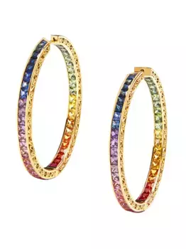 Серьги-кольца из желтого золота с бриллиантами и сапфирами DOLCE & GABBANA, золотой