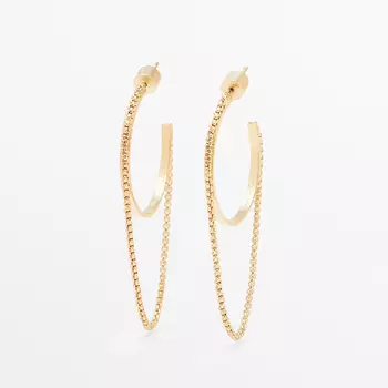 Серьги-кольца Massimo Dutti Contrast Chain, золотистый