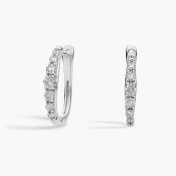 Серьги-кольца Milgrain с градуированными бриллиантами из 14-каратного белого золота (1/2 карата) Blue Nile