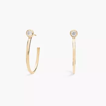 Серьги-кольца открытого типа с одним бриллиантом из 14-каратного желтого золота (1/2 карата) Blue Nile