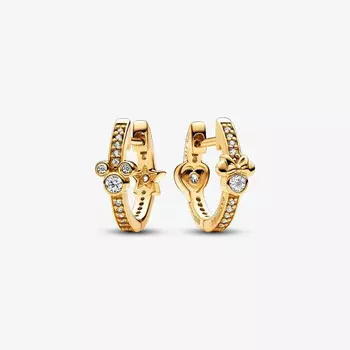 Серьги-кольца Pandora x Disney Mickey Mouse & Minnie Mouse Sparkling, золото