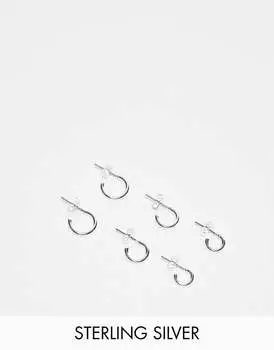 Серьги-кольца PIECES из стерлингового серебра на каждый день, большие и маленькие, 3 шт