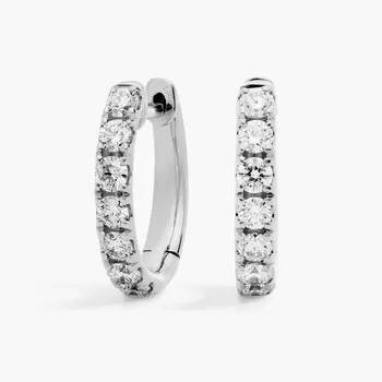 Серьги-кольца Riviera Diamond, обращенные вперед, из 14-каратного белого золота (3/4 карата, Tw) Blue Nile