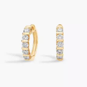 Серьги-кольца с бриллиантами из желтого золота 14 карат (2 карата) Blue Nile