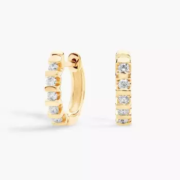 Серьги-кольца с бриллиантами из желтого золота 14 карат (1/2 карата) Blue Nile