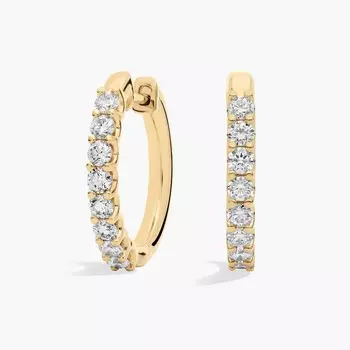 Серьги-кольца с бриллиантами Luna, обращенными вперед, из 18-каратного желтого золота (1 карат, два карата), G/SI Blue Nile