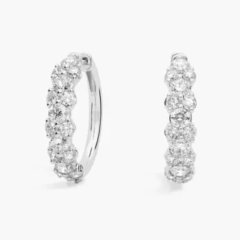 Серьги-кольца с чередующимися бриллиантами из 14-каратного белого золота (2 карата) Blue Nile