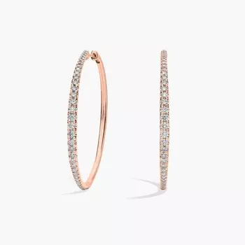 Серьги-кольца с градуированными бриллиантами из розового золота 14 карат (1 карат, два) Blue Nile