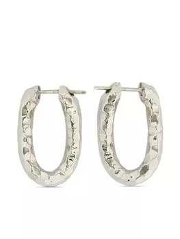 Серьги-кольца с кованым эффектом Jil Sander, серебряный