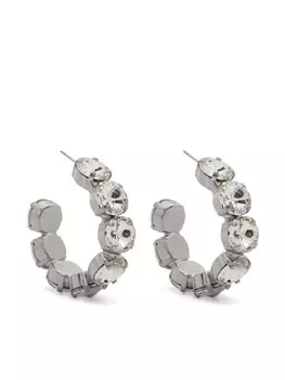 Серьги-кольца с кристаллами Forte Forte, серебряный