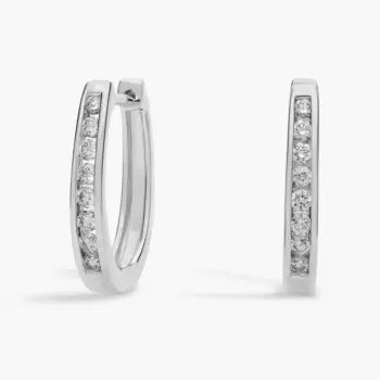 Серьги-кольца с овальными каналами из 14-каратного белого золота (1/4 карата) Blue Nile