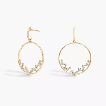 Серьги-кольца с россыпью бриллиантов из желтого золота 14 карат (1/2 карата) Blue Nile