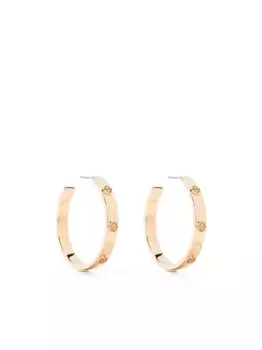 Серьги-кольца с тисненым логотипом Tory Burch, золотой