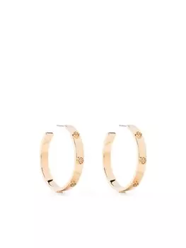 Серьги-кольца с тисненым логотипом Tory Burch, золотой
