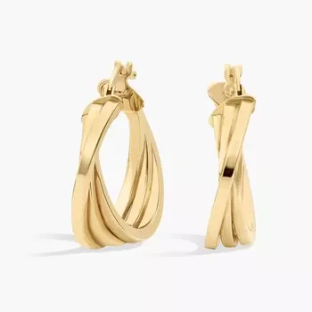 Серьги-кольца с тремя кольцами из желтого золота 14 карат (23,5 мм) Blue Nile