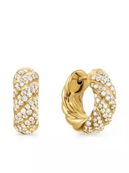Серьги-кольца Sculpted Cable из желтого золота с бриллиантами David Yurman, золотой