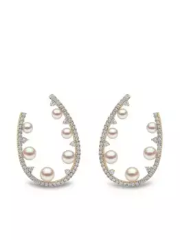 Серьги-кольца Sleek из желтого золота с жемчугом и бриллиантами Yoko London, золотой