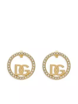 Серьги-кольца со стразами и логотипом DG Dolce & Gabbana, золотой