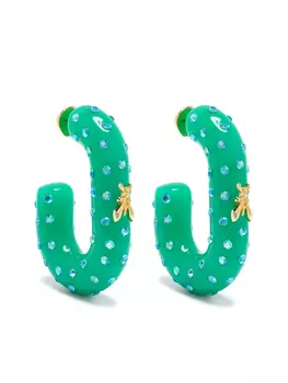 Серьги-кольца со стразами Patrizia Pepe, зеленый