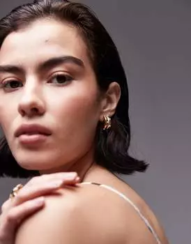 Серьги-кольца Topshop Portia из нержавеющей стали с жемчугом золотистого цвета