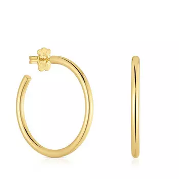 Серьги-кольца Tous Basics Long, 38 мм, серебро с 18-каратным золотым покрытием