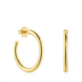 Серьги-кольца Tous Basics Long, 28 мм, серебро с 18-каратным золотым покрытием