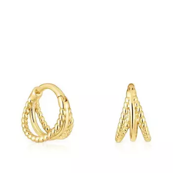 Серьги-кольца Tous Basics Short Triple With Embossed, 7 мм, золото