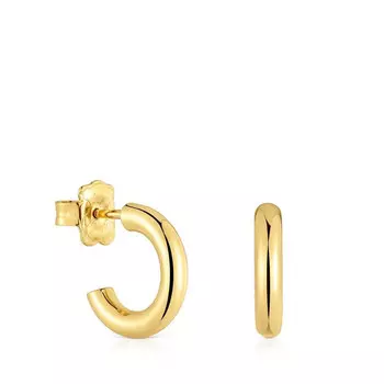 Серьги-кольца Tous Basics Short, 14 мм, серебро с 18-каратным золотым покрытием