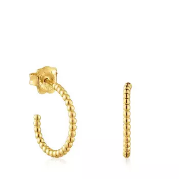 Серьги-кольца Tous Basics Short Ball, 15 мм, серебро с 18-каратным золотым покрытием