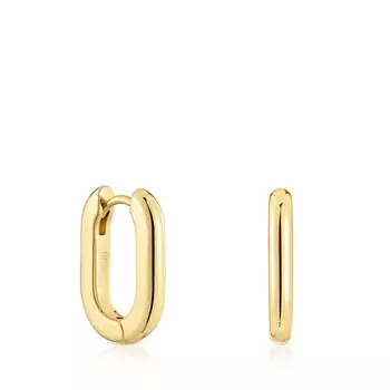 Серьги-кольца Tous Basics Short, 18,2 мм, серебро с 18-каратным золотым покрытием