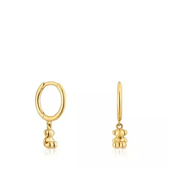Серьги-кольца Tous Bold Bear Charm, 10 мм, золото