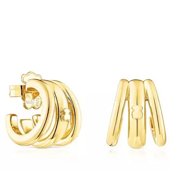 Серьги-кольца Tous Fellow Triple, серебро позолоченное