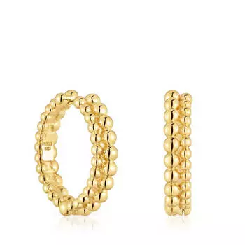 Серьги-кольца Tous Gloss Triple, 20 мм, серебро с 18-каратным золотым покрытием