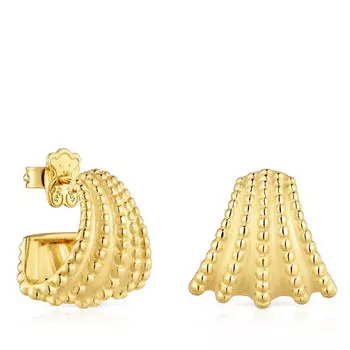 Серьги-кольца Tous Grain Short, 15,3 мм, серебро с 18-каратным золотым покрытием