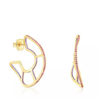 Серьги-кольца Tous Gregal, серебро позолоченное/родолиты