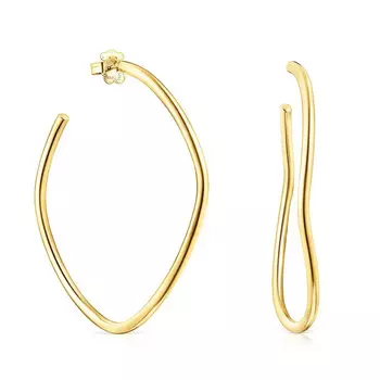 Серьги-кольца Tous Hav Wave-shaped, серебро позолоченное