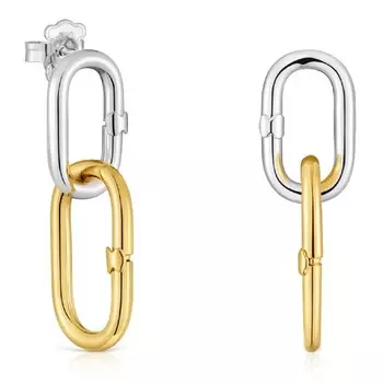 Серьги-кольца Tous Hold Long, позолоченное серебро/серебро