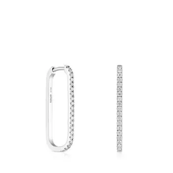 Серьги-кольца Tous Les Classiques Long Oval, 23,5 мм, белое золото/бриллианты