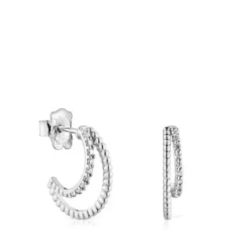 Серьги-кольца Tous Les Classiques Short Double, белое золото/бриллианты