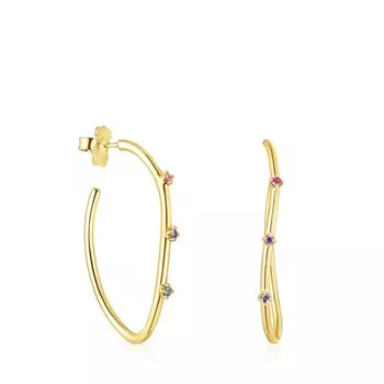 Серьги-кольца Tous Magic Nature, серебро позолоченное/драгоценные камни