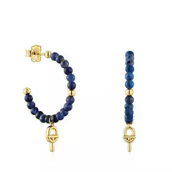 Серьги-кольца Tous Manifesto, серебро с 18-каратным золотым покрытием/содалит