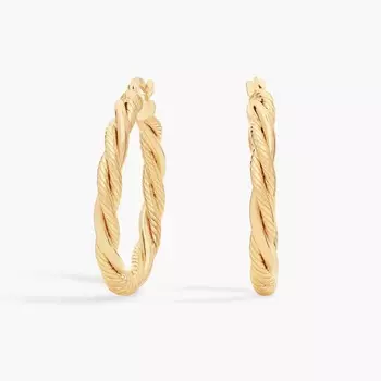 Серьги-кольца в форме витой цепи из 14-каратного желтого золота Blue Nile