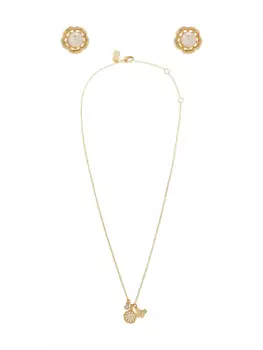 Серьги + колье Coach с цветочным мотивом, золотой