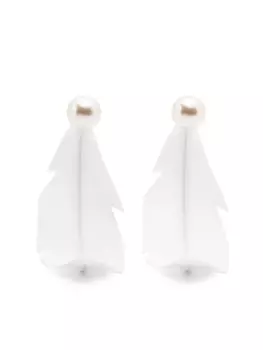Серьги Marni из ткани и перьев, белый