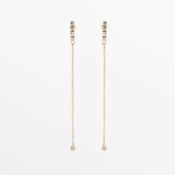 Серьги Massimo Dutti Rhinestone-encrusted Dangle, золотистый